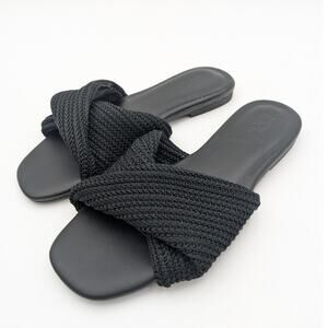 Nordstrom Chantelle Slide Sandal Women's Twist Front Black Size US7.5M